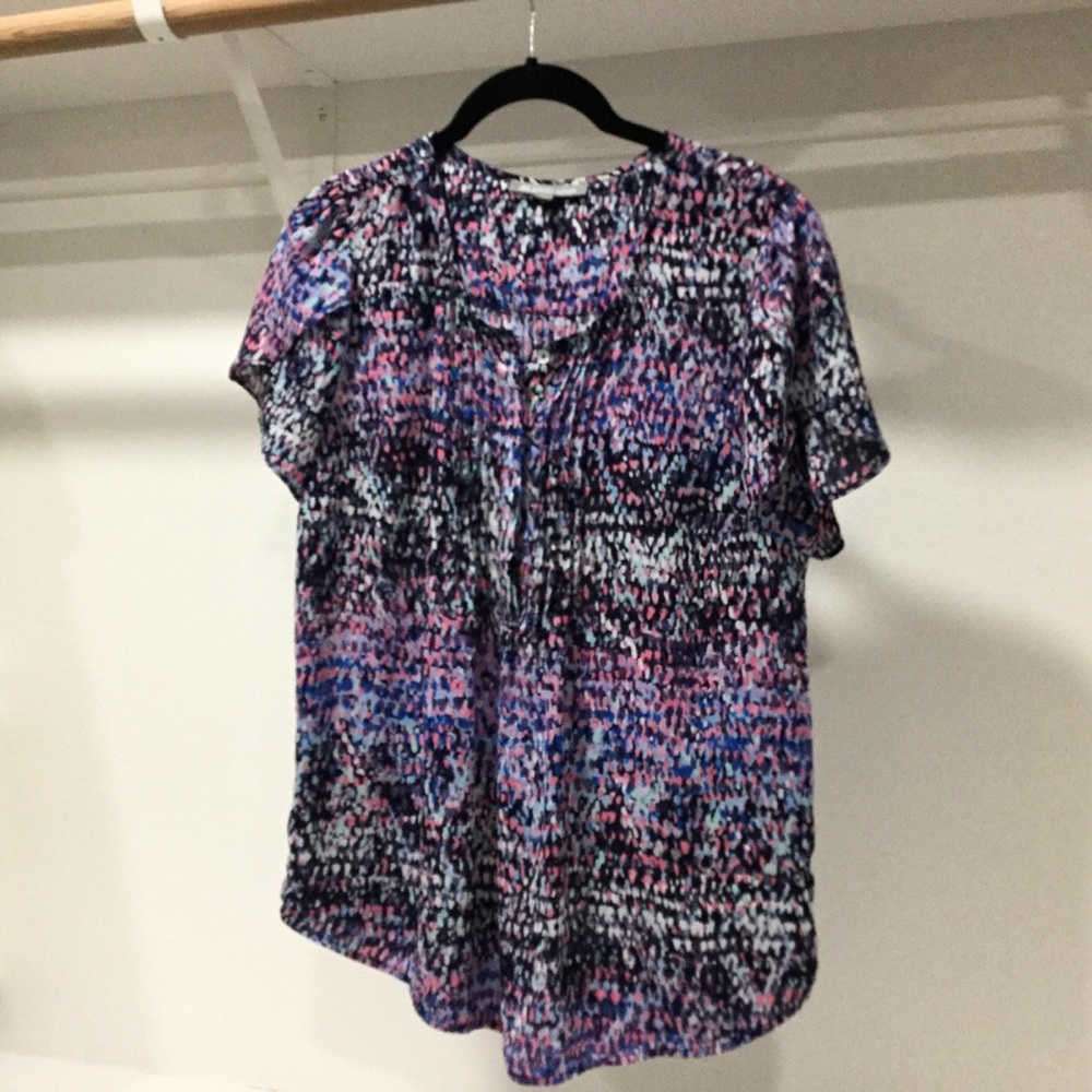 Multi Colored Short Sleeve Blouse